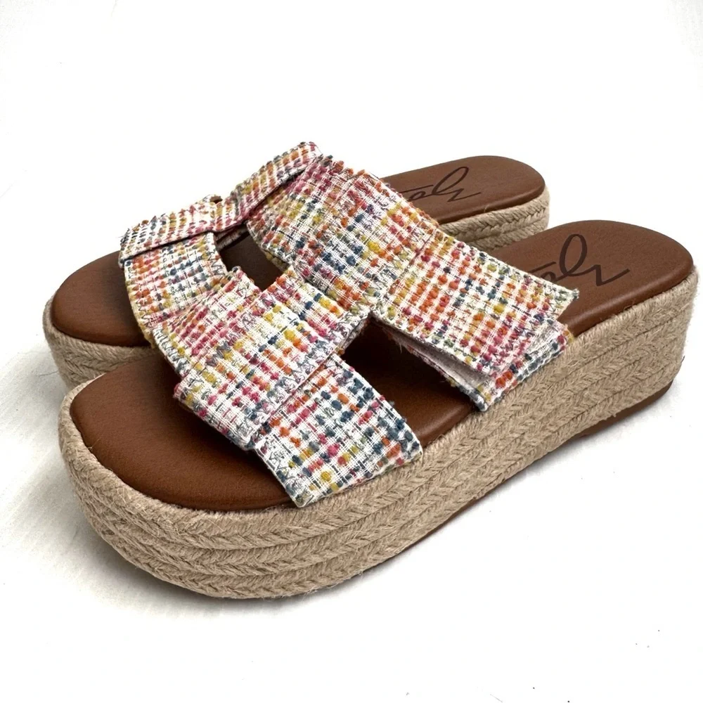 Zodiac Izzy Multicolor Tweed Platform Sandals size 7